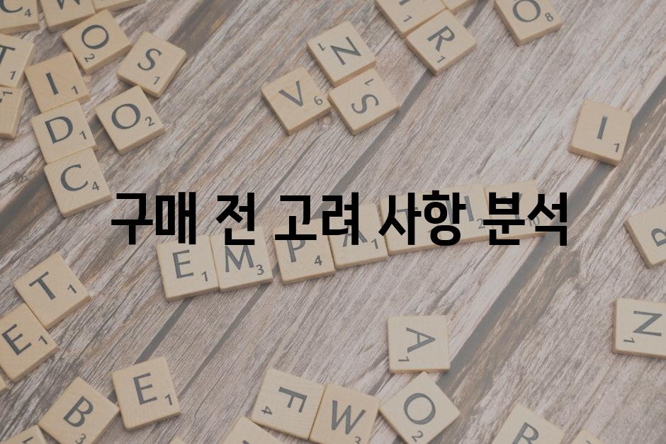  구매 전 고려 사항 분석