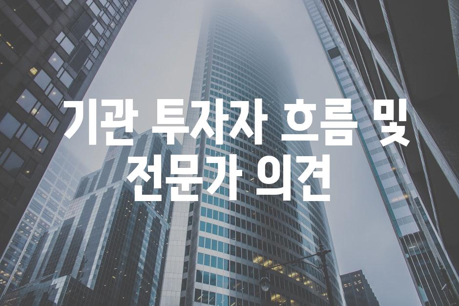  기관 투자자 흐름 및 전문가 의견