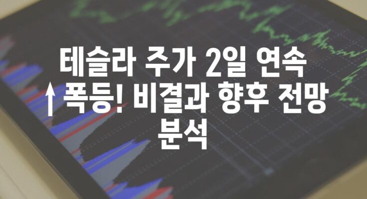 테슬라 주가 2일 연속 ↑폭등! 비결과 향후 전망 분석