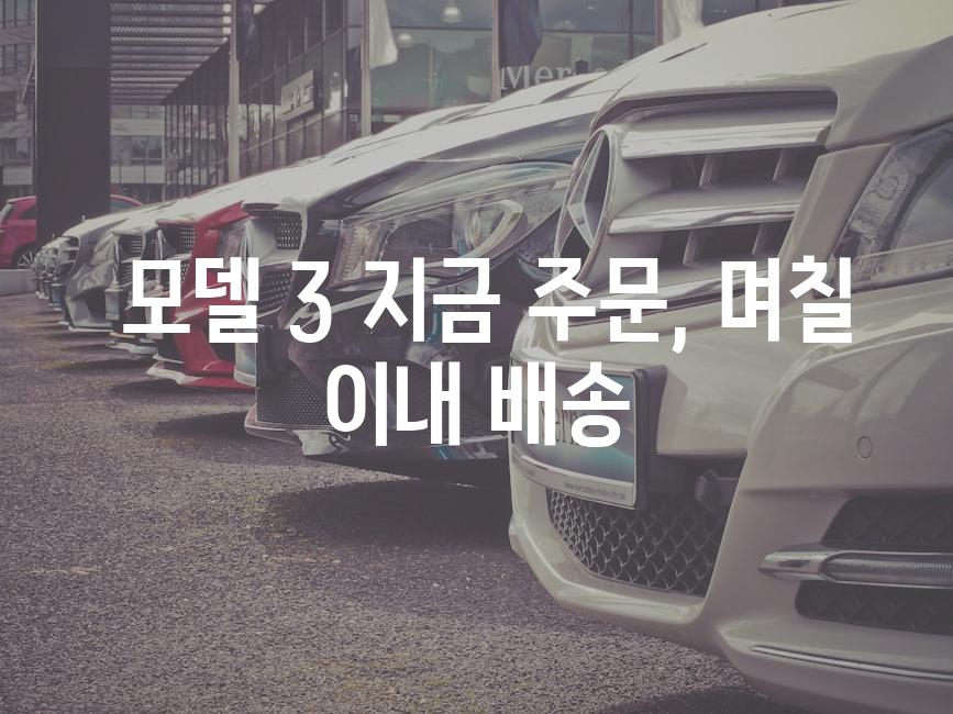  모델 3 지금 주문, 며칠 이내 배송