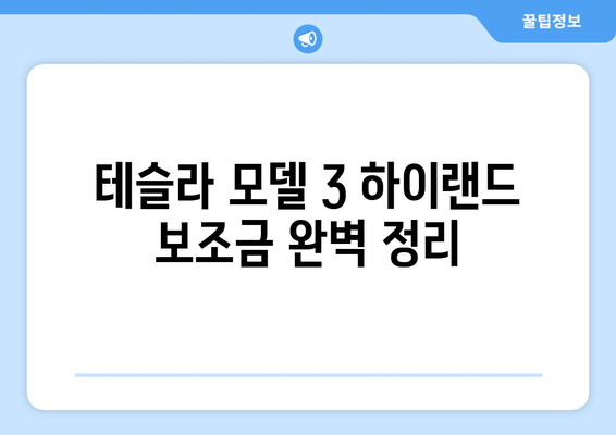 테슬라 모델 3 하이랜드 보조금 완벽 정리| 가격, 출고일, 최신 변경 정보 | 전기차, 보조금, 구매 가이드