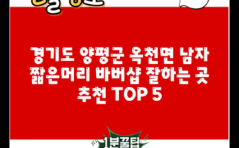 경기도 양평군 옥천면 남자 짧은머리 바버샵 잘하는 곳 추천 TOP 5