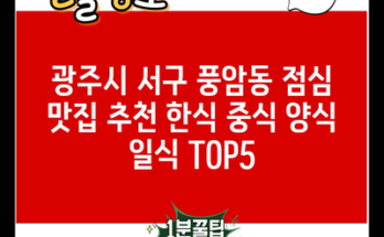 광주시 서구 풍암동 점심 맛집 추천 한식 중식 양식 일식 TOP5