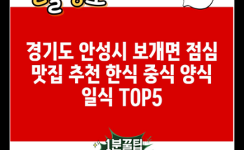 경기도 안성시 보개면 점심 맛집 추천 한식 중식 양식 일식 TOP5