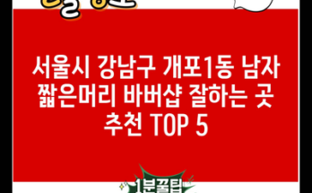 서울시 강남구 개포1동 남자 짧은머리 바버샵 잘하는 곳 추천 TOP 5