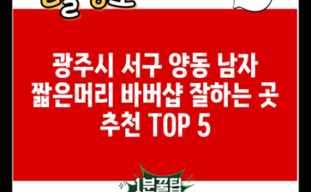 광주시 서구 양동 남자 짧은머리 바버샵 잘하는 곳 추천 TOP 5