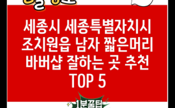 세종시 세종특별자치시 조치원읍 남자 짧은머리 바버샵 잘하는 곳 추천 TOP 5