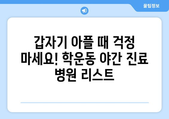 광주시 동구 학운동 일요일 휴일 공휴일 야간 진료병원 리스트