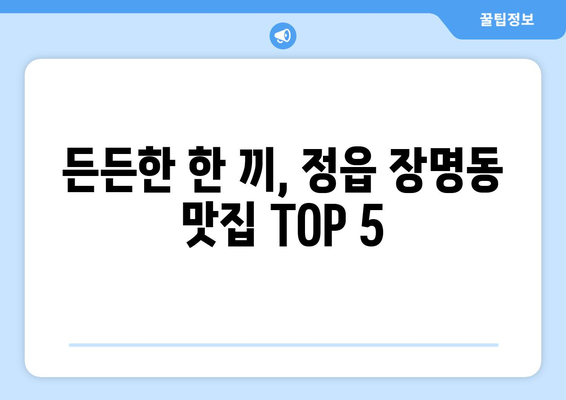 전라북도 정읍시 장명동 점심 맛집 추천 한식 중식 양식 일식 TOP5