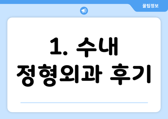 1. 수내 정형외과 후기