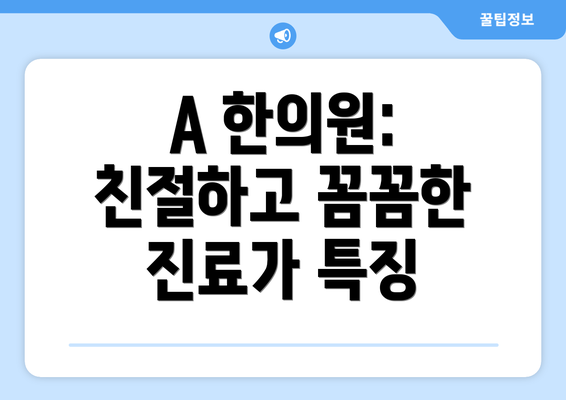 A 한의원:  친절하고 꼼꼼한 진료가 특징