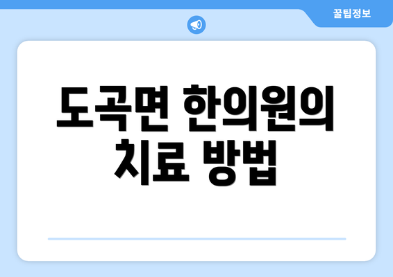 도곡면 한의원의 치료 방법