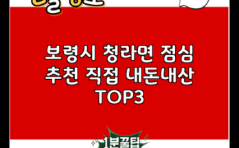 보령시 청라면 점심 추천 직접 내돈내산 TOP3