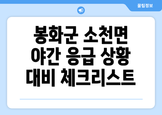 봉화군 소천면 야간 응급 상황 대비 체크리스트