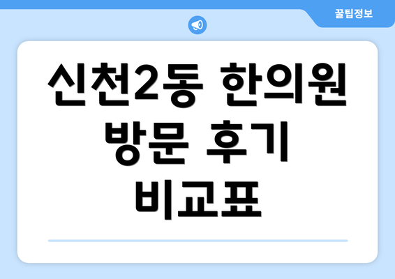 신천2동 한의원 방문 후기 비교표