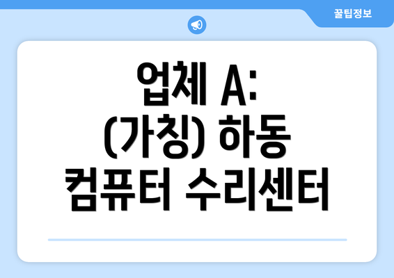 업체 A:  (가칭) 하동 컴퓨터 수리센터