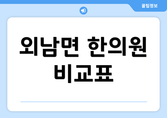 외남면 한의원 비교표