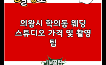 의왕시 학의동 웨딩 스튜디오 가격 및 촬영 팁