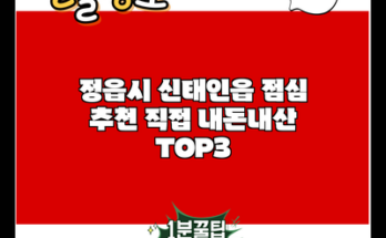 정읍시 신태인읍 점심 추천 직접 내돈내산 TOP3