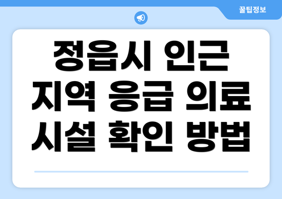 정읍시 인근 지역 응급 의료 시설 확인 방법